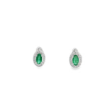 Load image into Gallery viewer, 18kt White Gold Emerald and  Diamond Earrings
