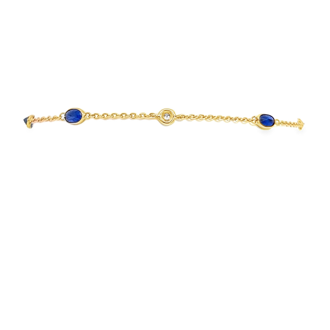 18kt Yellow Gold Diamond and Natural Sapphire  Bracelet