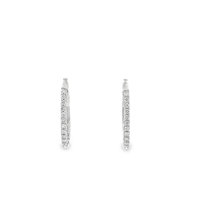 14kt White Gold Diamond Hoops