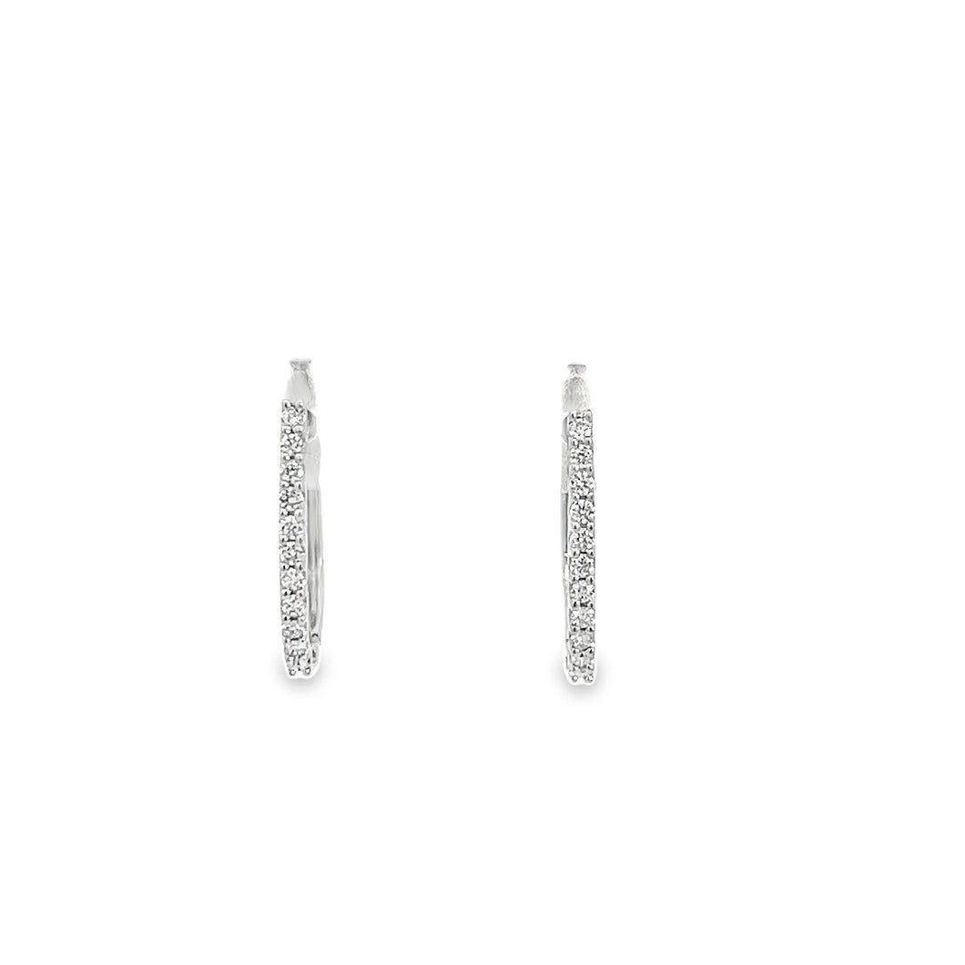 14kt White Gold Diamond Hoops