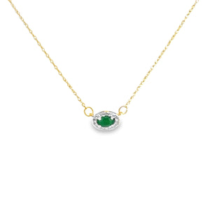 14kt Yellow Gold Natural Emerald and Diamond Pendant