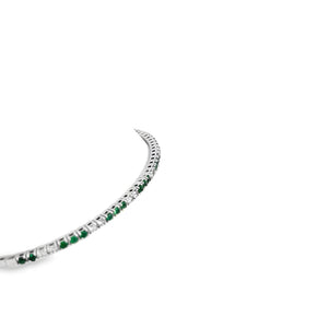 14kt White Gold Diamond and Emerald Bangle Bracelet