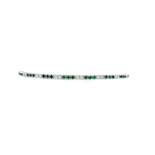 Load image into Gallery viewer, 14kt White Gold Diamond and Emerald Bangle Bracelet
