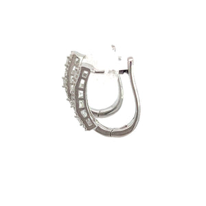 14kt White Gold Diamond Hoops