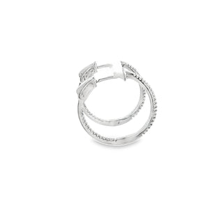 14kt White Gold Diamond Hoops