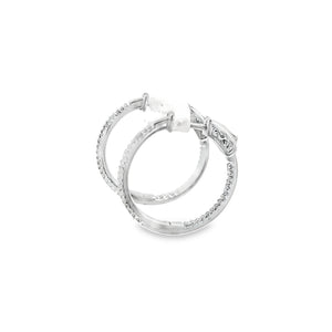 14kt White Gold Diamond Hoops