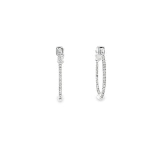 14kt White Gold Diamond Hoops