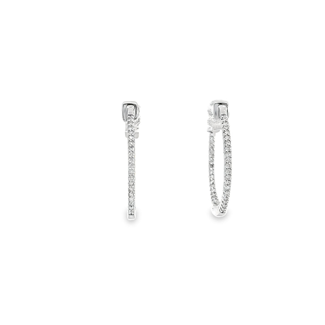 14kt White Gold Diamond Hoops