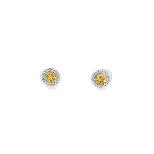 14kt White Gold Citrine and Diamond Earrings