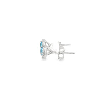 Load image into Gallery viewer, 14kt White Blue Topaz  and Diamond Earrings
