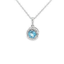 Load image into Gallery viewer, 14kt White Gold Blue Topaz Pendant
