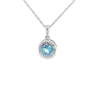 14kt White Gold Blue Topaz Pendant