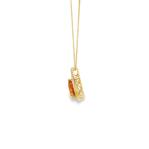 14kt Yellow Gold and Citrine and Diamond Pendant