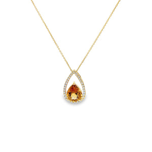 14kt Yellow Gold and Citrine and Diamond Pendant