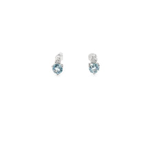 Load image into Gallery viewer, 14kt White Gold Aquamarine  and Diamond Earrings
