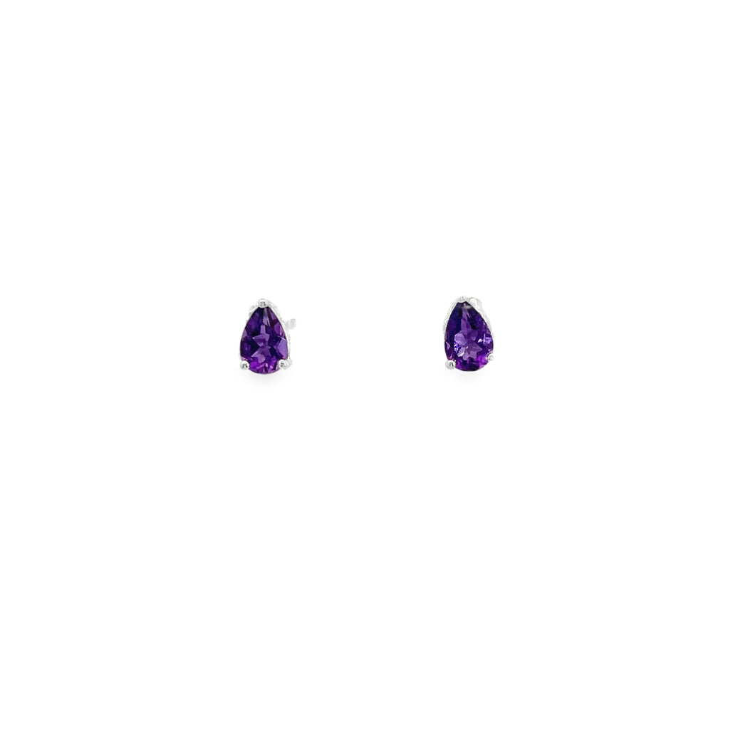 14kt White Gold Amethyst and Diamond Earrings