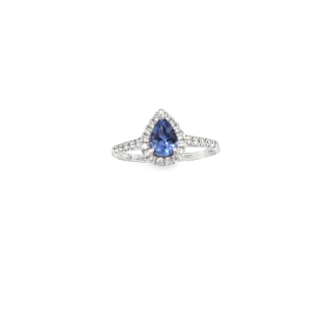 18kt White Gold Natural Blue Sapphire and Diamond Ring