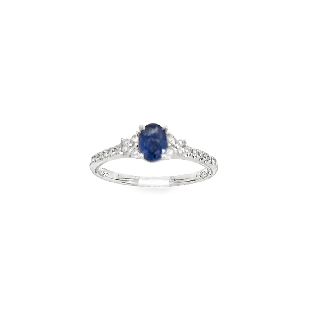 18kt White Gold Natural Blue Sapphire and Diamond Ring