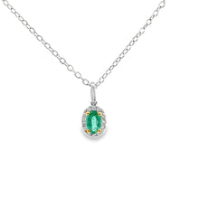 Load image into Gallery viewer, 18kt White Gold Natural Emerald and Diamond Pendant
