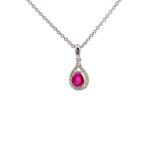 Load image into Gallery viewer, 18kt White Gold Natural Ruby and Diamond Pendant
