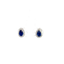 Load image into Gallery viewer, 18kt White Gold Natural Sapphire and Diamond Earrings
