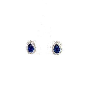 18kt White Gold Natural Sapphire and Diamond Earrings