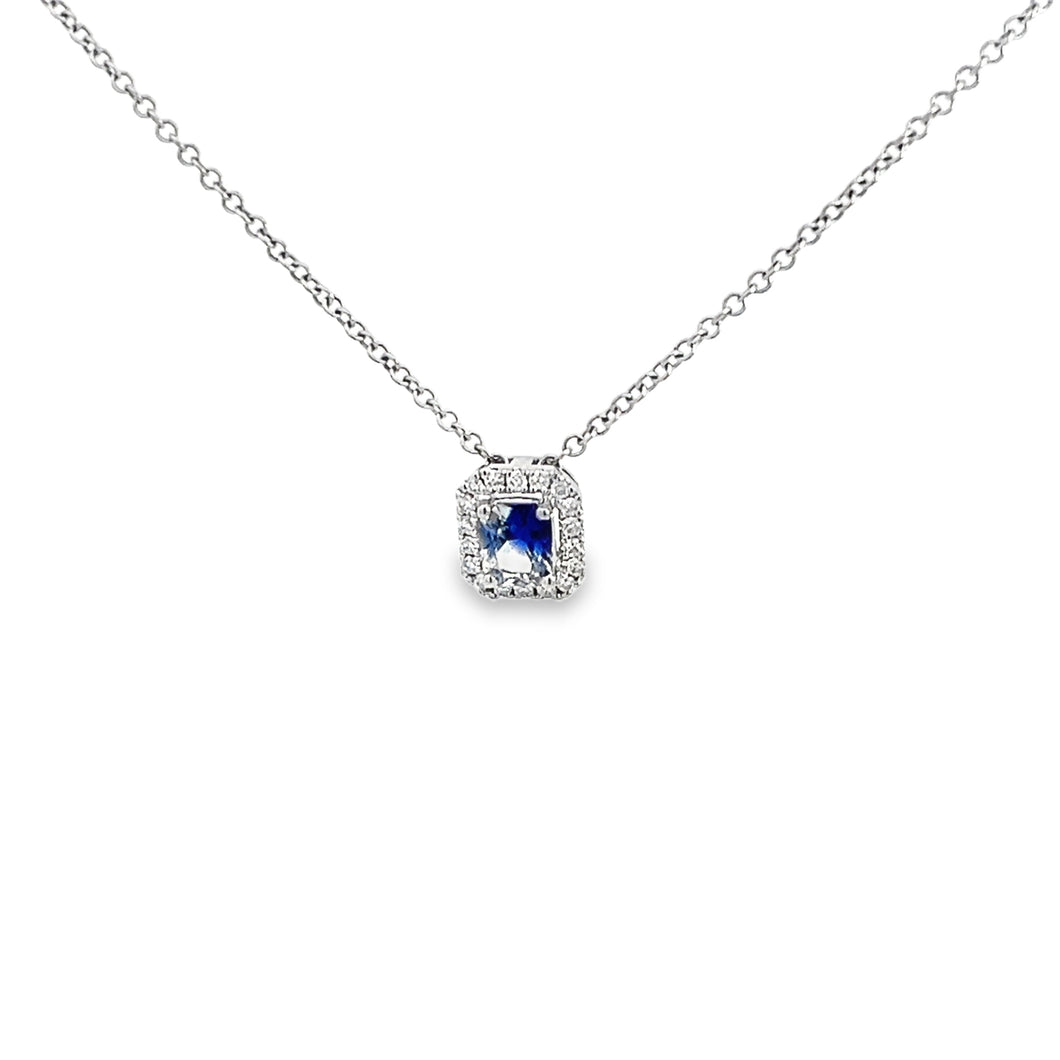 18kt White Gold Natural Blue  Sapphire Pendant