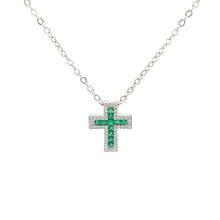 Load image into Gallery viewer, 14ktt White Gold Natural Emerald and Diamond Pendant
