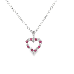 14kt White Gold Natural Ruby and Diamond Pendant