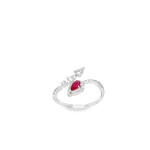 14kt White Gold Natural Ruby and Diamond Ring