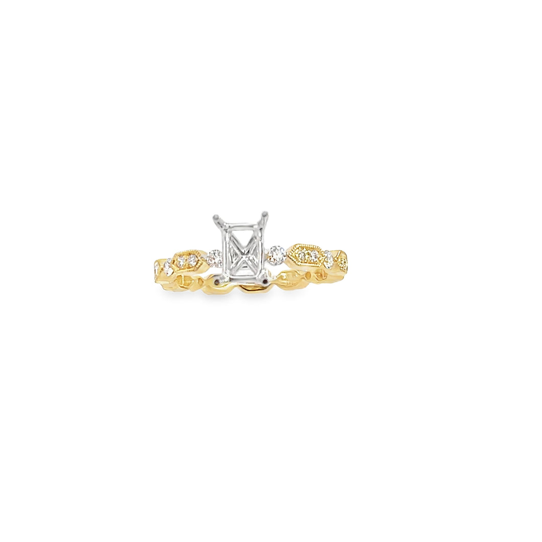 14kt Yellow Gold Diamond Engagement Semi Mount Ring