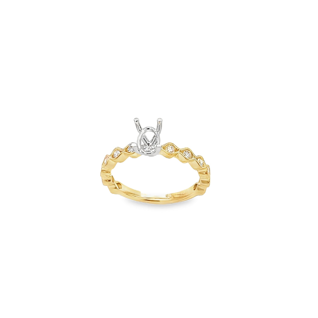 14kt Yellow Gold Diamond Engagement Semi Mount Ring