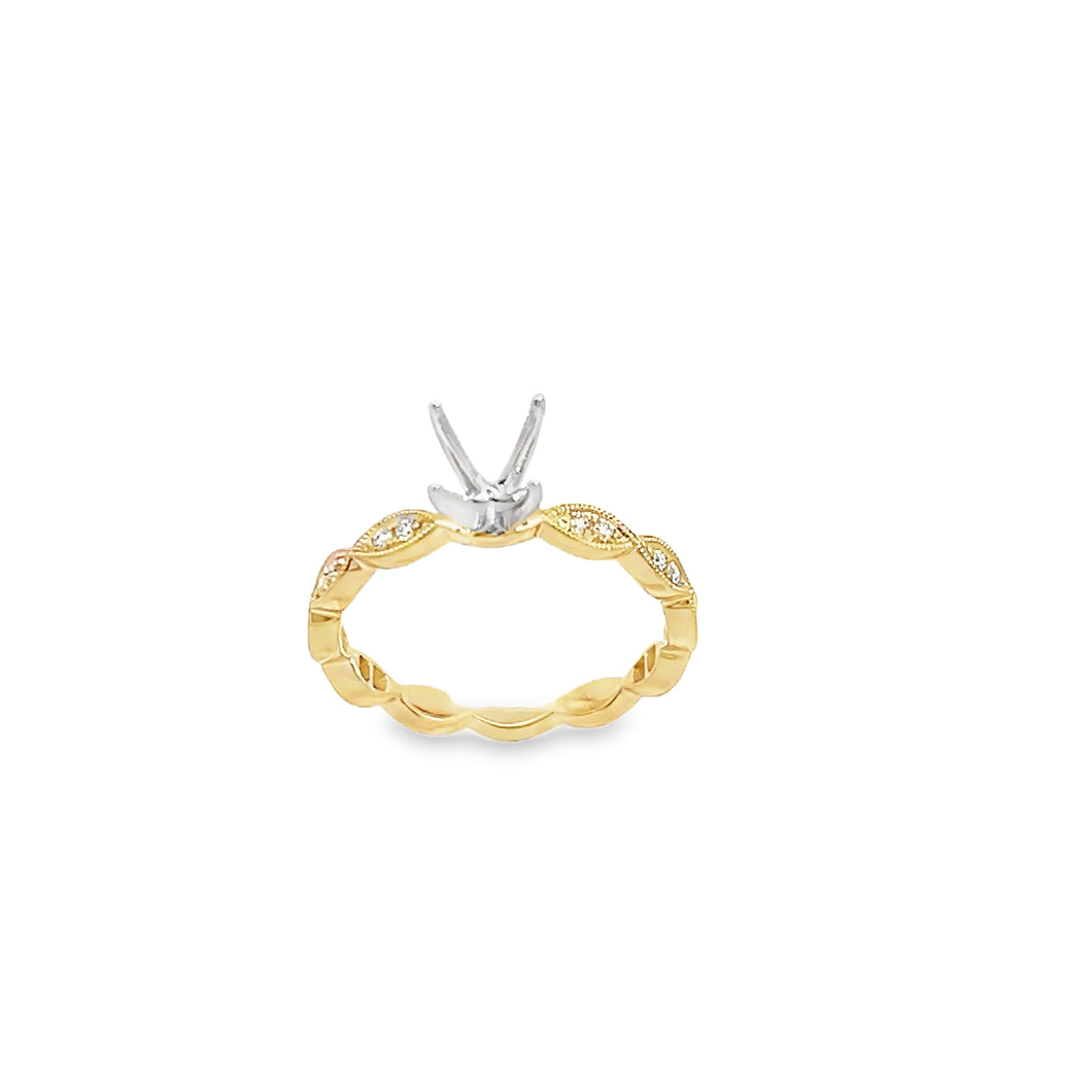 14kt Yellow Gold Diamond Engagement Semi Mount Ring