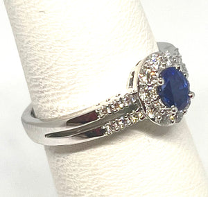 18kt White Gold Natural Blue Sapphire and Diamond Ring