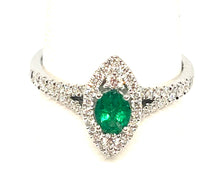 Load image into Gallery viewer, 18kt White Gold Natural Emerald and Diamond Ring

