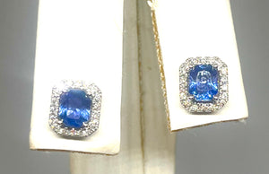 18kt White Gold Natural Sapphire and Diamond Earrings