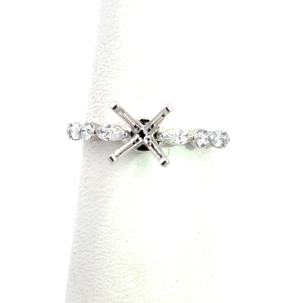 18kt White Gold Diamond Engagement Semi Mount Ring