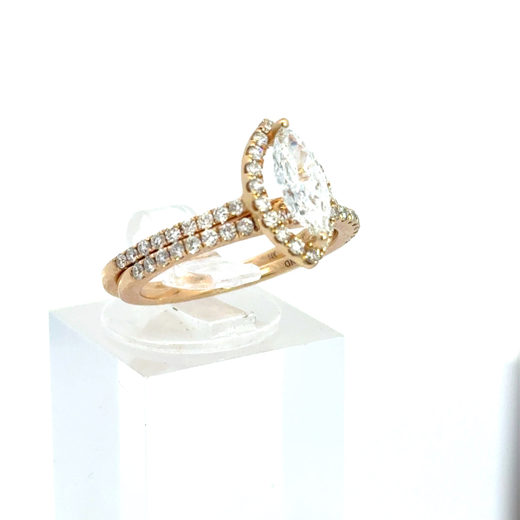 14kt Yellow Gold Diamond Engagement Ring and Wedding Band