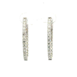 14kt White Gold Diamond Hoops