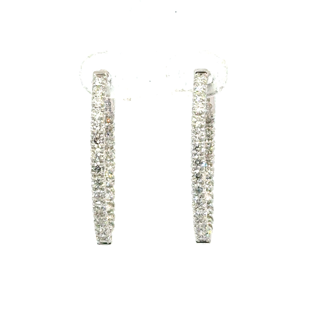 14kt White Gold Diamond Hoops