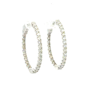 14kt White Gold Diamond Hoops
