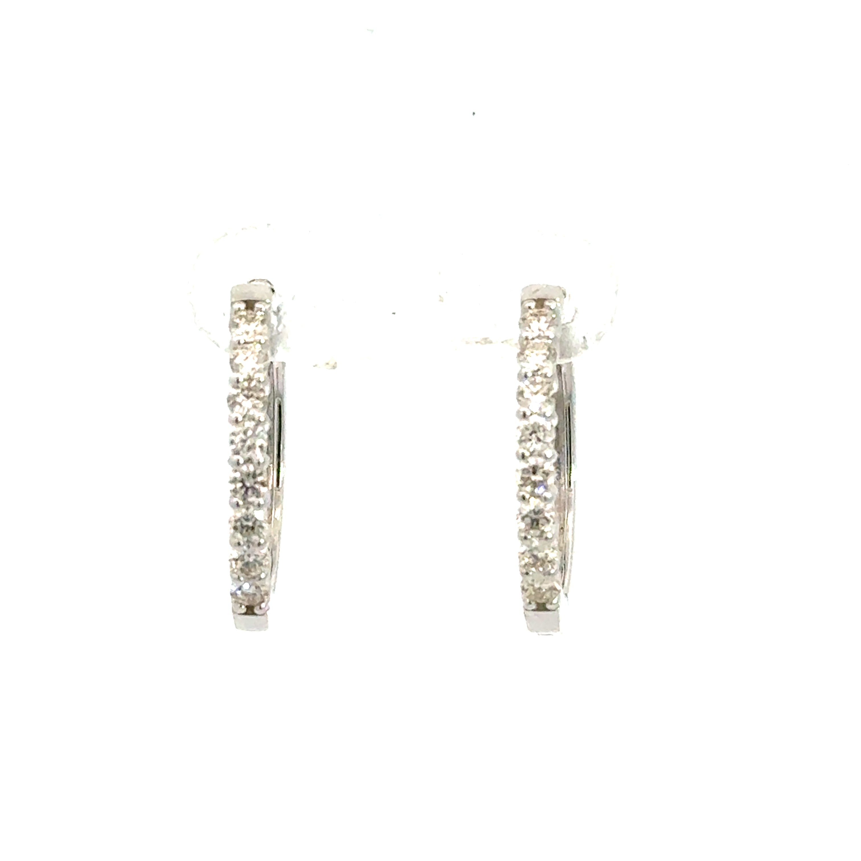 14kt White Gold Diamond Hoops