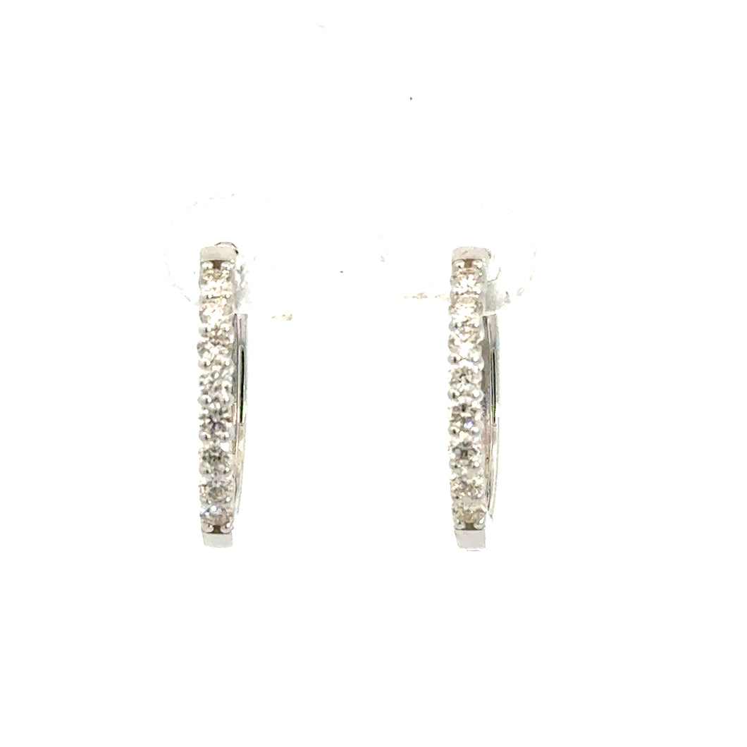 14kt White Gold Diamond Hoops