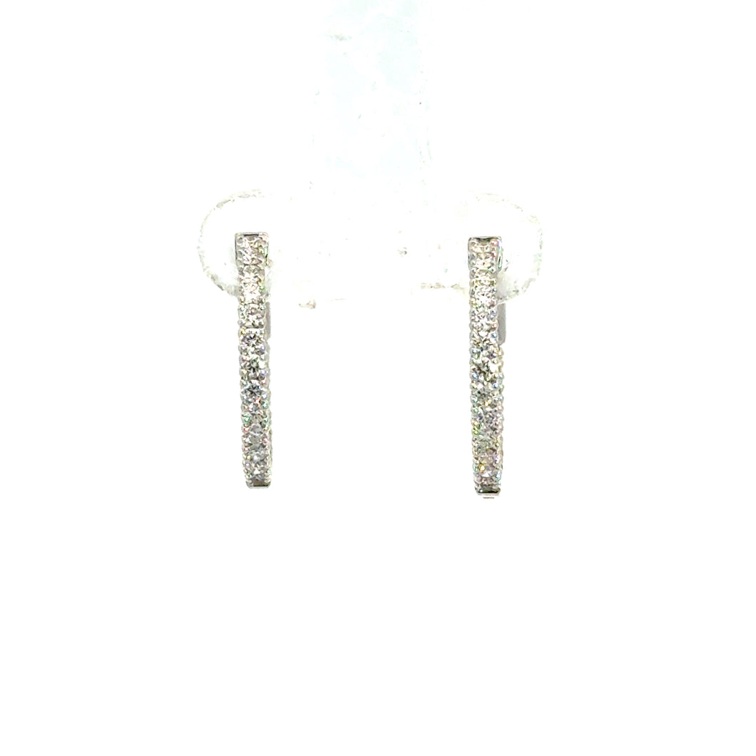 14kt White Gold Diamond Hoops