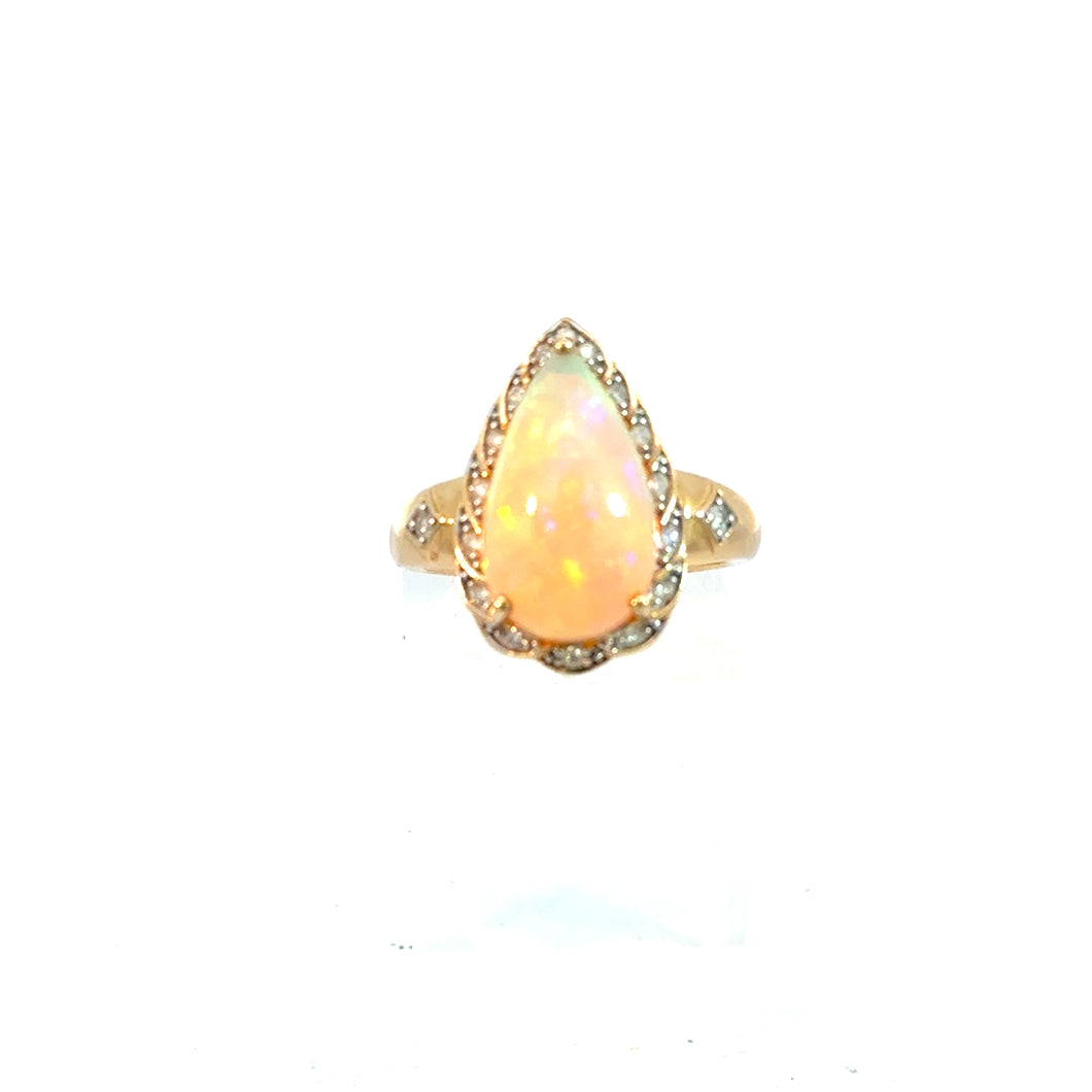14kt Yellow Gold Opal and Diamond Ring