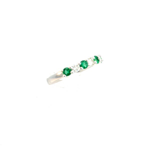 14kt White Gold Natural Emerald and Diamond Ring