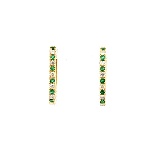14kt Yellow Gold Emerald and  Diamond Earrings