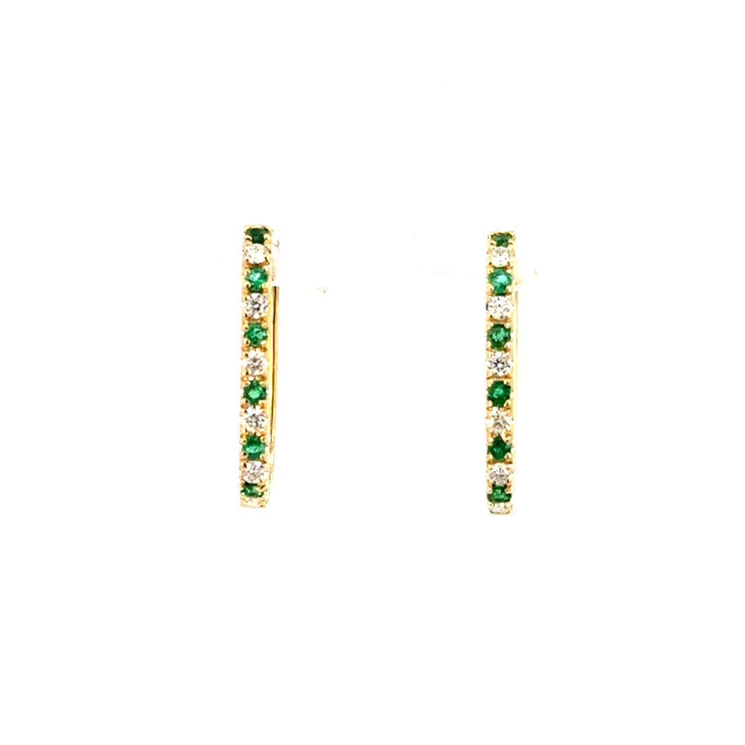 14kt Yellow Gold Emerald and  Diamond Earrings
