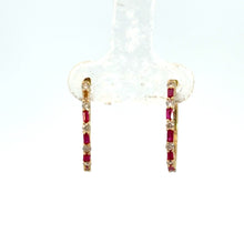 Load image into Gallery viewer, 14kt Yellow Gold Natural Ruby and Diamond Earrings

