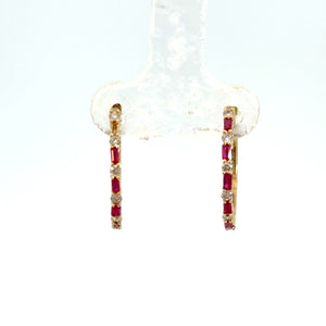 14kt Yellow Gold Natural Ruby and Diamond Earrings